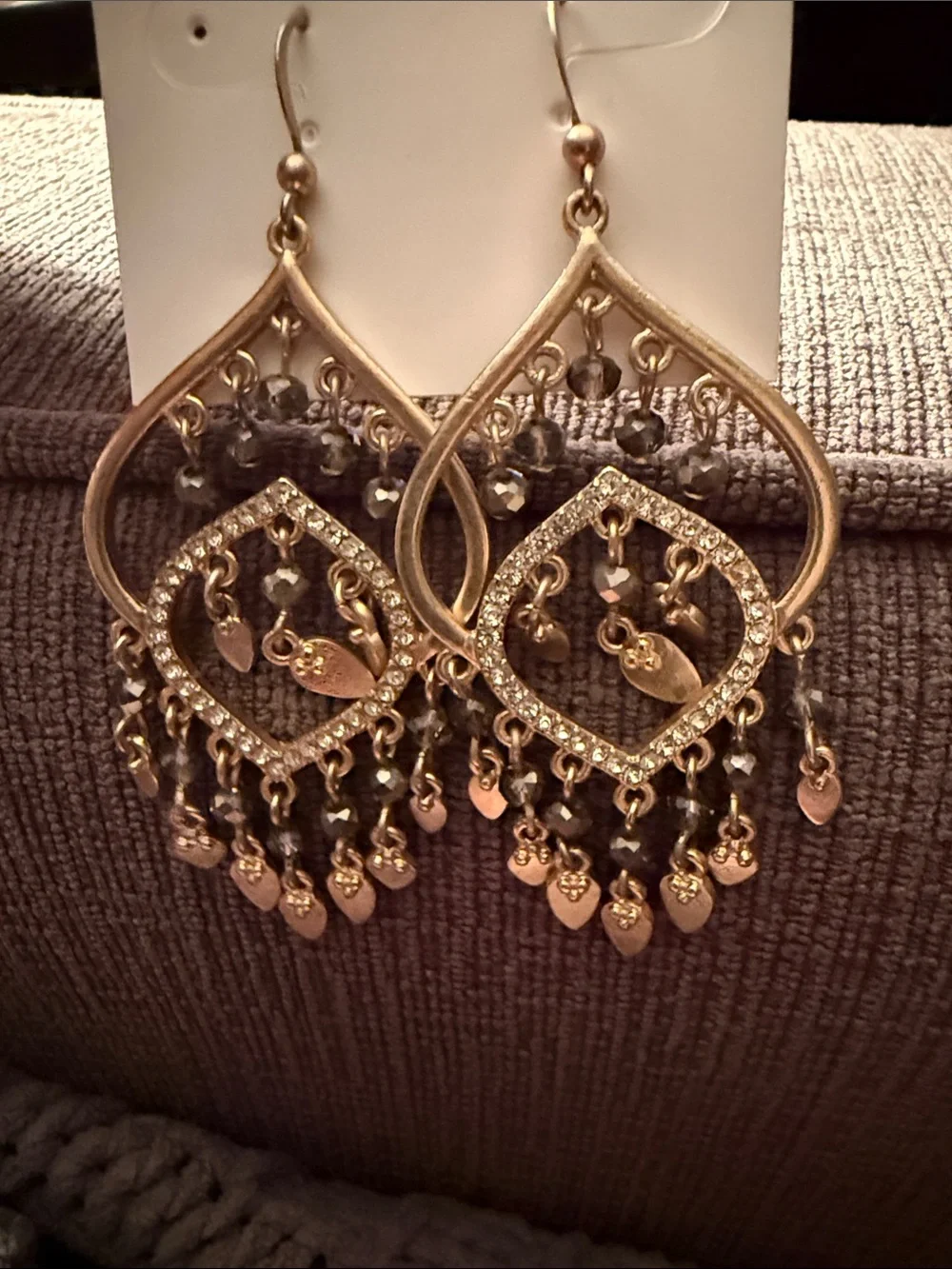 Express Gold-Tone Dangle Chandelier Earrings with Rhinestones